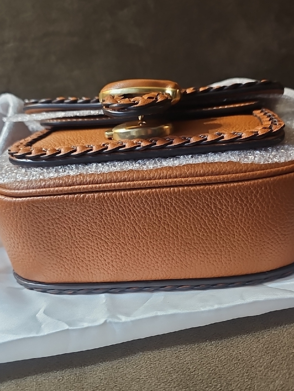 Coach Tabby Messenger 19 Burnished Amber Braided Leather Crossbody - Picture 6 of 8